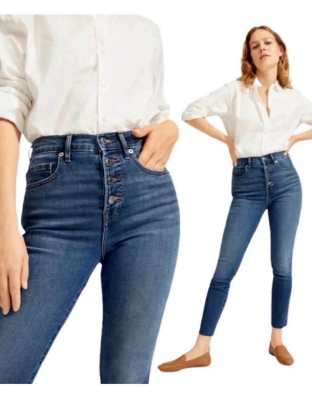 EVERLANE High-Rise Button-Fly Women’s Jeans in Blue Size 27